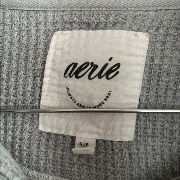 Aerie Getaway Quarter Snap Sweatshirt, Heather Gray, S - Picture 2 of 4